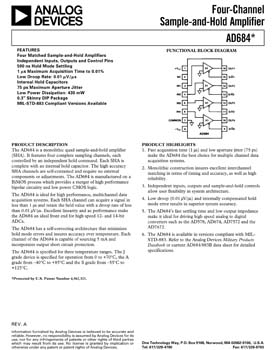 AD684. Monolithic Quad Sample-and-hold Amplifier (SHA)