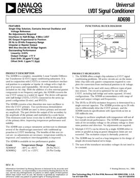 AD698. Universal LVDT Signal Conditioner
