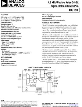 AD7190. 4.8 kHz Ultra-Low Noise 24-Bit Sigma-Delta ADC with PGA