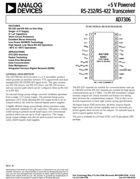 AD7306. +5 V Powered RS-232/RS-422 Transceiver