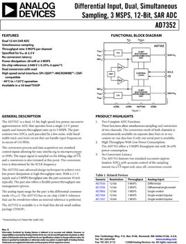 AD7352. Differential Input, Dual, Simultaneous Sampling, 3 MSPS, 12-Bit, SAR ADC