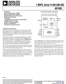AD7485. 14-Bit, 1 MSPS SAR ADC