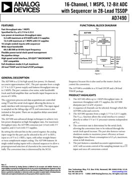 AD7490. 16-Channel, 1MSPS, 12-Bit ADC with Sequencer in 28-Lead TSSOP