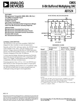 AD7524. CMOS 8-Bit Buffered Multiplying DAC