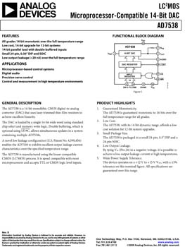 AD7538. Lc2mos Microprocessor-Compatible 14-Bit DAC