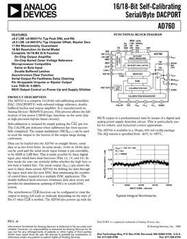 AD760. 16/18-Bit Self-Calibrating Serial/Byte DACPORT