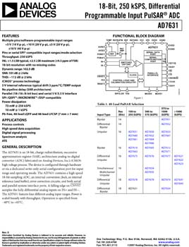 AD7631. 18-Bit, 250 kSPS, Differential Programmable Input PulSAR(r) ADC
