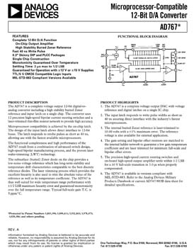 AD767. Microprocessor-Compatible 12-Bit D/A Converter