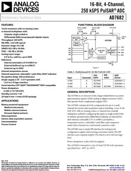 AD7682. 16-Bit, 4-Channel, 250 kSPS PulSAR(r) ADC