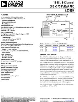 AD7699. 16-Bit, 8-Channel, 500 kSPS PulSAR ADC