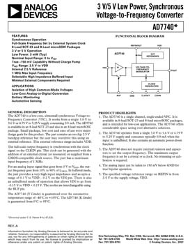 AD7740. 3 V/5 V Low Power, Synchronous Voltage-to-Frequency Converter