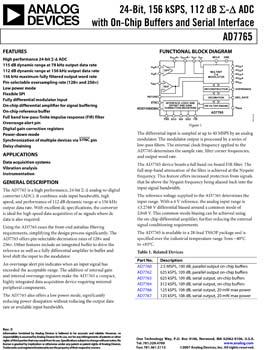 AD7765. 24-Bit, 156 kSPS, 112 dB Sigma-Delta ADC with On-Chip Buffers and Serial Interface
