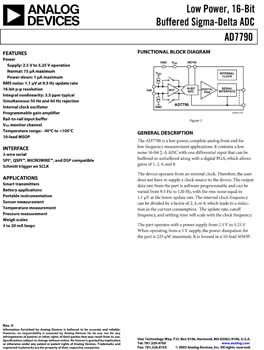 AD7790. 16-Bit, Single-Channel, Ultra Low Power, Sigma Delta A/D Converter