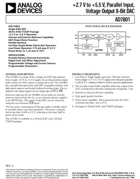 AD7801. +2.7 V to +5.5 V, Parallel Input, Voltage Output 8-Bit DAC