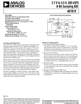 AD7819. +2.7 V to +5.5 V, 200 kSPS 8-Bit Sampling ADC