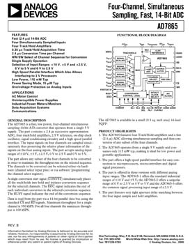 AD7865. Fast, Low-Power, 4-Channel, Simultaneous Sampling, 14-bit  ADC