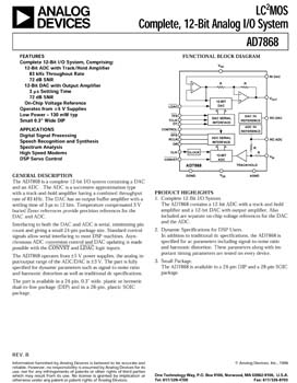 AD7868. CMOS, Complete 12-Bit Analog I/O System