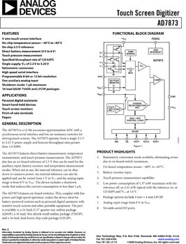 AD7873. Touch Screen Digitizer