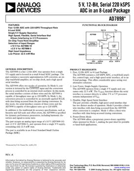 AD7898. 5V, 12-Bit, Serial 220 kSPS ADC in a 8-Lead Package