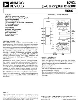 AD7937. Dual 12-Bit Byte/Parallel Interface Current Output DAC