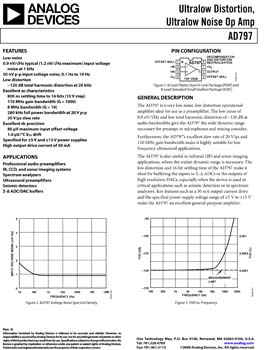 AD797. Ultralow Distortion, Ultralow Noise Op Amp 
