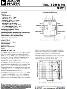 AD8003. Triple, 1.5 GHz Op Amp