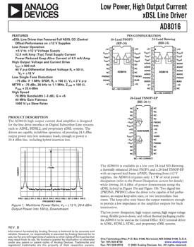 AD8016. Full Rate ADSL Line Driver With Powerdown