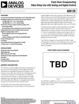 AD8120. Triple Skew-Compensating Video Delay Line with Analog and Digital Control