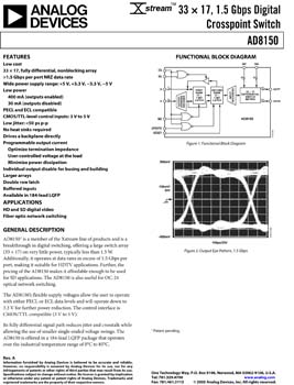 AD8150. 1.5 Gb/s, 33x17 Digital Crosspoint Switch