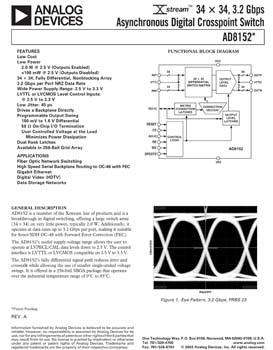 AD8152. 34 x 34, 3.2 Gb/s Digital Crosspoint Switch