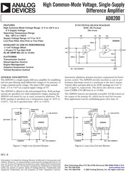 AD8200. High Common-Mode Voltage, Single Supply Difference Amplifier
