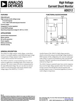 AD8212. High Voltage Current Shunt Monitor