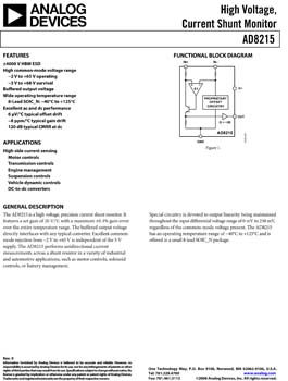 AD8215. High Voltage, Current Shunt Monitor