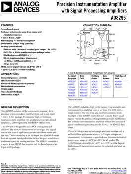 AD8295. Precision Instrumentation Amplifier with Signal Processing Amplifiers