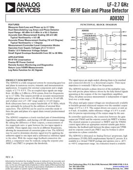 AD8302. 2.7GHz RF / IF Gain Phase Detector