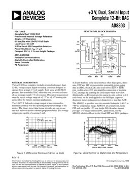 AD8303. +3 V, Dual, Serial Input Complete 12-Bit DAC