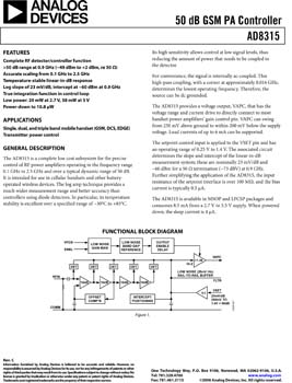 AD8315. 50 dB GSM PA Controller