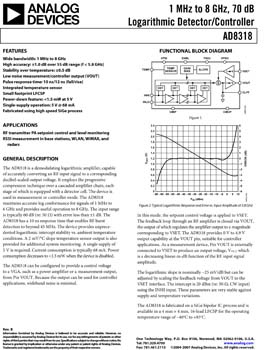 AD8318. 1 MHz to 8 GHz, 70 dB Logarithmic Detector/Controller