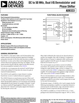 AD8333. DC to 50 MHz, Dual I/Q Demodulator and Phase Shifter