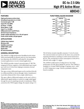 AD8343. DC-to-2.5 GHz High IP3 Active Mixer