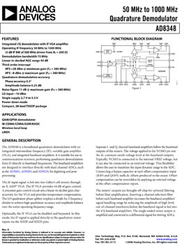 AD8348. 50 MHz to 1000 MHz Quadrature Demodulator