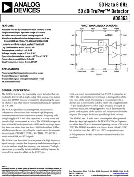 AD8363. 50 Hz to 6 GHz 50 dB TruPwr(tm) Detector