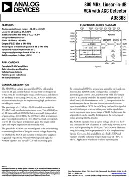 AD8368. 800 MHz, Linear-in-dB VGA with AGC Detector