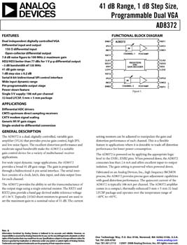 AD8372. 41 dB Range, 1 dB Step Size, Programmable Dual VGA