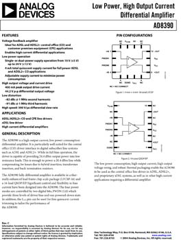 AD8390. Low Power, DSL CO Driver Amplifier