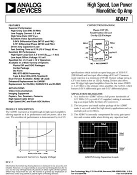 AD847. High Speed, Low Power Monolithic Op Amp