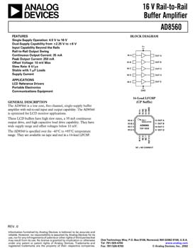 AD8560. 16 V Rail - to - Rail Buffer Amplifier
