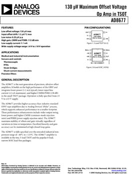 AD8677. 130µV Max Offset voltage Op Amp in TSOT23