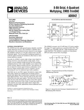 AD8842. 8-Bit Octal, 4-Quadrant Multiplying, CMOS TrimDAC