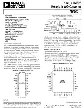 AD9042. 12-Bit, 41 MSPS Monolithic A/D Converter
